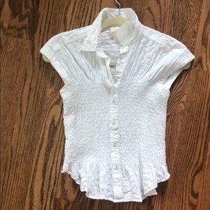 Anthropologie white cinched Top
